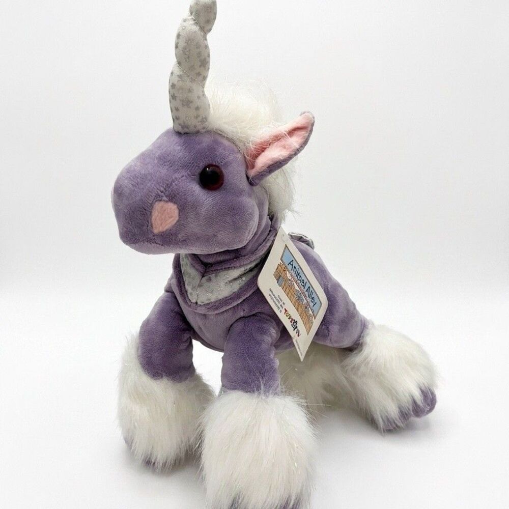 Animal Alley Toys R Us Purple 9-10" Unicorn Stuffed Plush Toy VTG HTF 2000